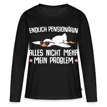 Oie retraitée avec lunettes de soleil - Pension - T-shirt manches longues Premium bio Femme - noir - Devant - Julia (174cm)