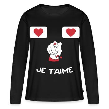 Humor-Botschaft: Liebe Valentinstag - Frauen Premium Bio Langarmshirt - Schwarz - Vorne - Julia (174cm)