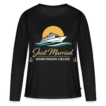 Lune de miel : couples cadeaux mariés - T-shirt manches longues Premium bio Femme - noir - Devant - Julia (174cm)
