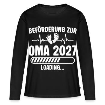 Annonce de la grossesse de la future grand-mère 2027 - T-shirt manches longues Premium bio Femme - noir - Devant - Julia (174cm)