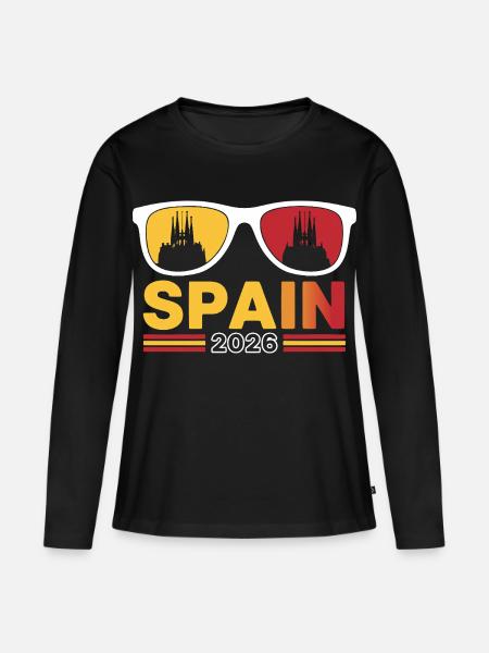 Barcelona Spanien Urlaub 2026 - Frauen Premium Bio Langarmshirt - Schwarz