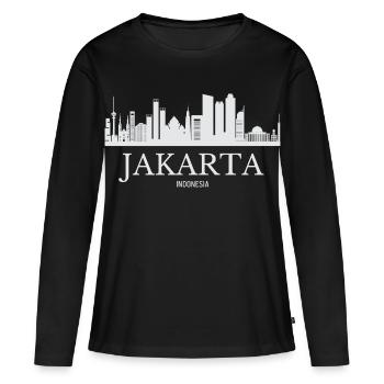 Jakarta Skyline, Jakarta Indonésie - T-shirt manches longues Premium bio Femme - noir - Devant - Julia (174cm)