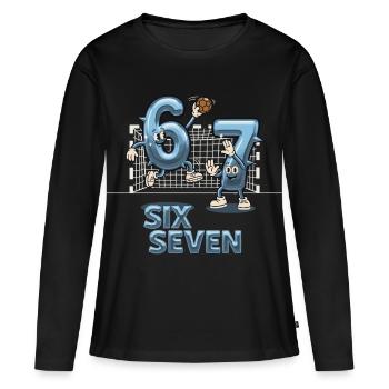 67 Six Six Y3K Handball - T-shirt manches longues Premium bio Femme - noir - Devant - Julia (174cm)
