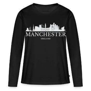 Manchester Skyline, Manchester Angleterre - T-shirt manches longues Premium bio Femme - noir - Devant - Julia (174cm)