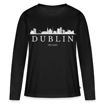 Dublin Skyline, Dublin Irlande - T-shirt manches longues Premium bio Femme - noir - Devant - Julia (174cm)