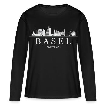 Basel Skyline, Basel Schweiz - Frauen Premium Bio Langarmshirt - Schwarz - Vorne - Julia (174cm)