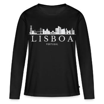 Lissabon, Portugal, Lissabons Skyline - Frauen Premium Bio Langarmshirt - Schwarz - Vorne - Julia (174cm)