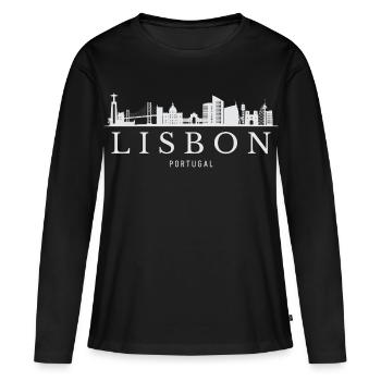 Lissabon Skyline, Lissabon Souvenir - Frauen Premium Bio Langarmshirt - Schwarz - Vorne - Julia (174cm)