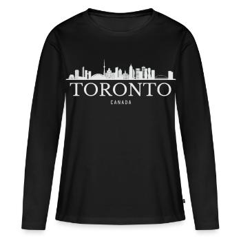 Toronto Skyline, Toronto Canada - T-shirt manches longues Premium bio Femme - noir - Devant - Julia (174cm)