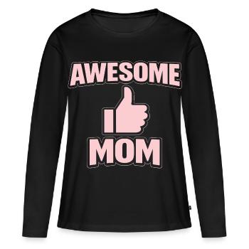 AWESOME MOM – Pink Cool Statement - Women's Premium Organic Long Sleeve Shirt - black - Front - Julia (174cm)