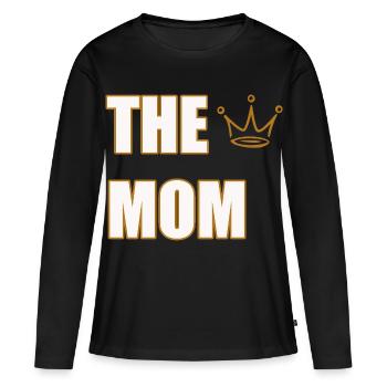 THE MOM – Design de déclaration de mère audacieuse et fière - T-shirt manches longues Premium bio Femme - noir - Devant - Julia (174cm)