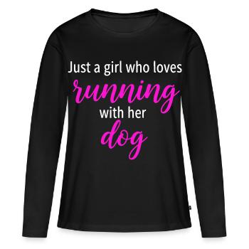 Running Girl Dog - Frauen Premium Bio Langarmshirt - Schwarz - Vorne - Julia (174cm)