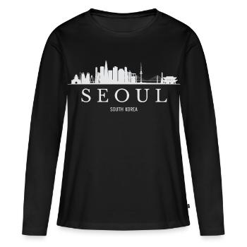 Silhouette de Séoul, Corée du Sud de Séoul - T-shirt manches longues Premium bio Femme - noir - Devant - Julia (174cm)