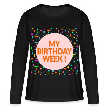 Ma semaine d’anniversaire - T-shirt manches longues Premium bio Femme - noir - Devant - Julia (174cm)