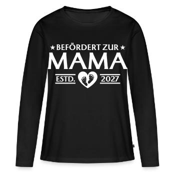 Befördert zur Mama 2027 - Schwangerschaft Spruch - Frauen Premium Bio Langarmshirt - Schwarz - Vorne - Julia (174cm)