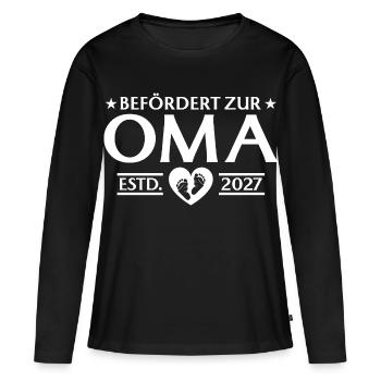 Promoted to Grandma 2027 - Announcing Pregnancy - Women's Premium Organic Long Sleeve Shirt - black - Front - Julia (174cm)