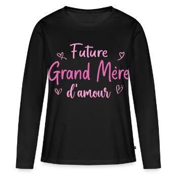 Future grand mère d'amour - Cadeau grand mère - T-shirt manches longues Premium bio Femme - noir - Devant - Julia (174cm)