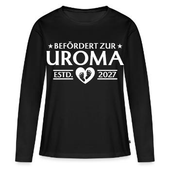 Uroma 2027: Du wirst Urgroßmutter Geschenk - Frauen Premium Bio Langarmshirt - Schwarz - Vorne - Julia (174cm)
