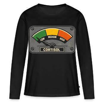 Biologie du Cortisol Low Meter Fun - T-shirt manches longues Premium bio Femme - noir - Devant - Julia (174cm)
