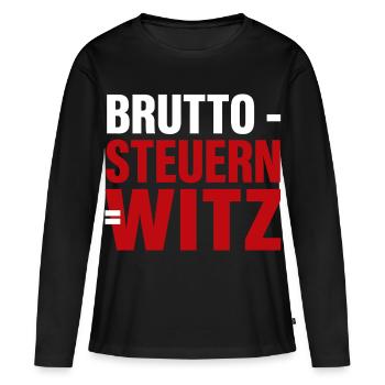 Impôts bruts = blague - T-shirt manches longues Premium bio Femme - noir - Devant - Julia (174cm)