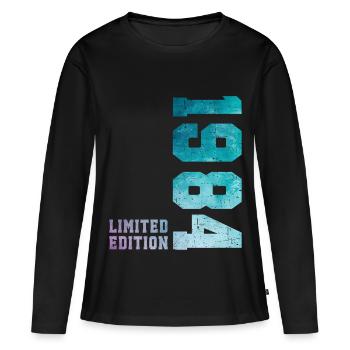 1984 Édition Limitée 42 ans anniversaire - T-shirt manches longues Premium bio Femme - noir - Devant - Julia (174cm)