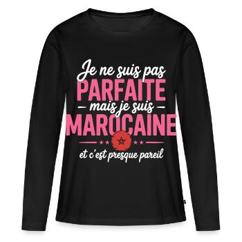 je suis marocaine - T-shirt manches longues Premium bio Femme - noir - Devant - Julia (174cm)