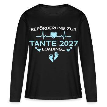 Aunt 2027 Heart Pregnancy Announcement - Women's Premium Organic Long Sleeve Shirt - black - Front - Julia (174cm)