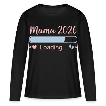 Mama 2026 Loading - Frauen Premium Bio Langarmshirt - Schwarz - Vorne - Julia (174cm)