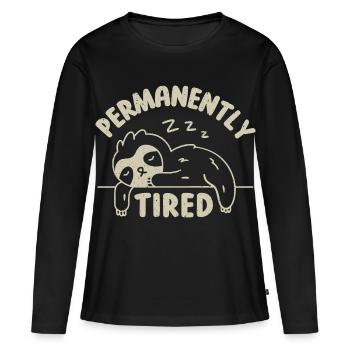 Fatigué de façon permanente - T-shirt manches longues Premium bio Femme - noir - Devant - Julia (174cm)