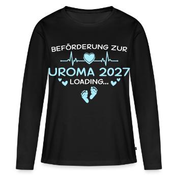 Uroma 2027 Herz Schwangerschaftsverkündung - Frauen Premium Bio Langarmshirt - Schwarz - Vorne - Julia (174cm)