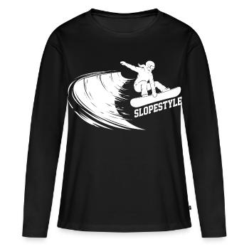 Action de snowboard en slopestyle en montagne - T-shirt manches longues Premium bio Femme - noir - Devant - Julia (174cm)