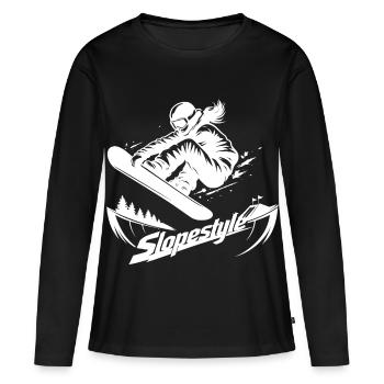 Action de snowboard en slopestyle en montagne - T-shirt manches longues Premium bio Femme - noir - Devant - Julia (174cm)