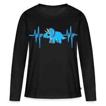Battement de cœur Dino - T-shirt manches longues Premium bio Femme - noir - Devant - Julia (174cm)