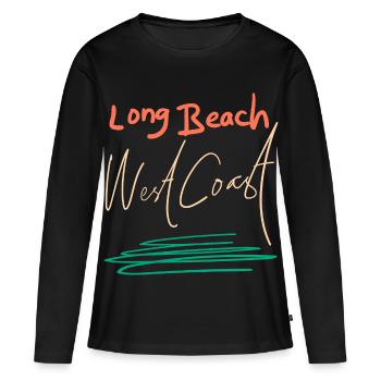 Ambiance Retro Sunset de la côte Ouest de Long Beach - T-shirt manches longues Premium bio Femme - noir - Devant - Julia (174cm)