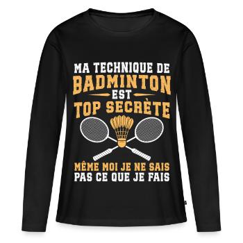 ma technique de badminton - T-shirt manches longues Premium bio Femme - noir - Devant - Julia (174cm)