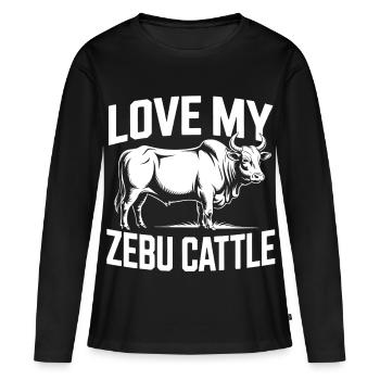 Liebe mein Zebu Vieh - Frauen Premium Bio Langarmshirt - Schwarz - Vorne - Julia (174cm)