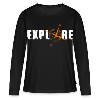 Explore Motiv mit einem Kompass - Frauen Premium Bio Langarmshirt - Schwarz - Vorne - Julia (174cm)