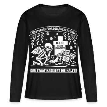 Décédé avant le paiement - T-shirt manches longues Premium bio Femme - noir - Devant - Julia (174cm)