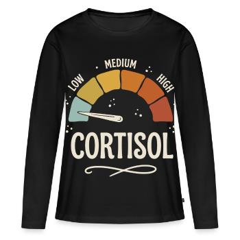 Mème sur un faible taux de cortisol - T-shirt manches longues Premium bio Femme - noir - Devant - Julia (174cm)