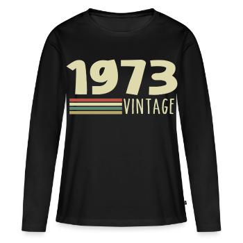 1973-Anniversaire-1973-retro-1973 - T-shirt manches longues Premium bio Femme - noir - Devant - Julia (174cm)