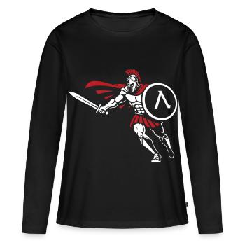 Spartan Attack Sword Shield Spartan-Maskottchen - Frauen Premium Bio Langarmshirt - Schwarz - Vorne - Julia (174cm)
