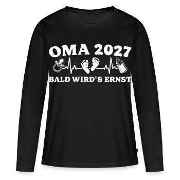 Grand-mère 2027 : Bientôt, ça devient sérieux Grossesse - T-shirt manches longues Premium bio Femme - noir - Devant - Julia (174cm)