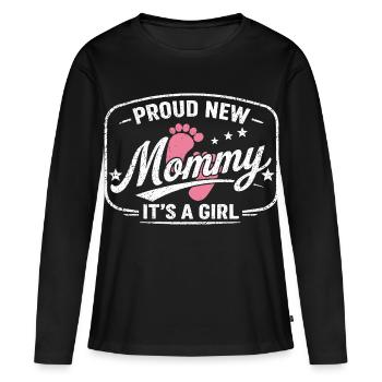 Werdende Mama & Mutter, Geburt Tochter Mädchen - Frauen Premium Bio Langarmshirt - Schwarz - Vorne - Julia (174cm)
