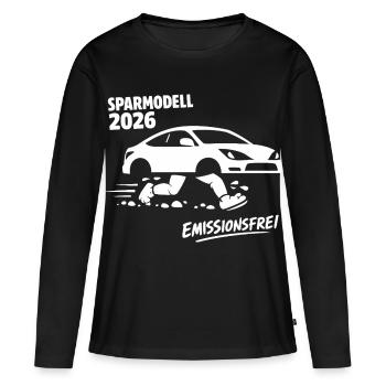 Modèle économique 2026 voiture sans émissions - T-shirt manches longues Premium bio Femme - noir - Devant - Julia (174cm)