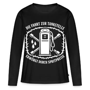 Die Fahrt Zur Tankstelle - Frauen Premium Bio Langarmshirt - Schwarz - Vorne - Julia (174cm)