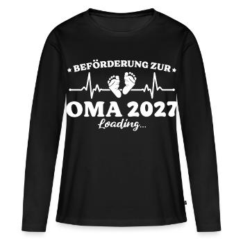 Beförderung zur Oma 2027 Loading Geschenk - Frauen Premium Bio Langarmshirt - Schwarz - Vorne - Julia (174cm)