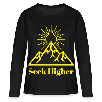 Seek Higher Summit Glow - Women's Premium Organic Long Sleeve Shirt - black - Front - Julia (174cm)