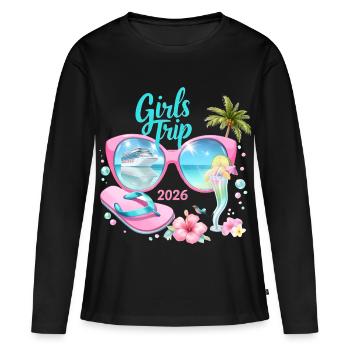 Voyage entre filles Vacances en croisière 2026 - T-shirt manches longues Premium bio Femme - noir - Devant - Julia (174cm)