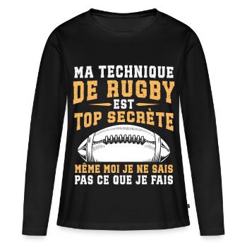 Ma Technique De Rugby - T-shirt manches longues Premium bio Femme - noir - Devant - Julia (174cm)