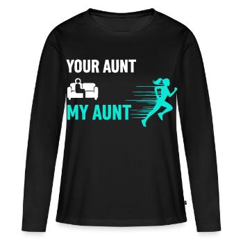 Ta tante Ma tante - T-shirt manches longues Premium bio Femme - noir - Devant - Julia (174cm)